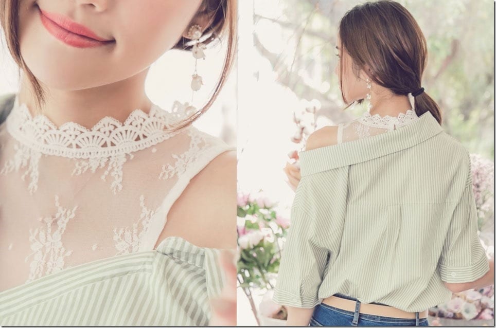 The One Cold Shoulder Blouse With Lace Detail