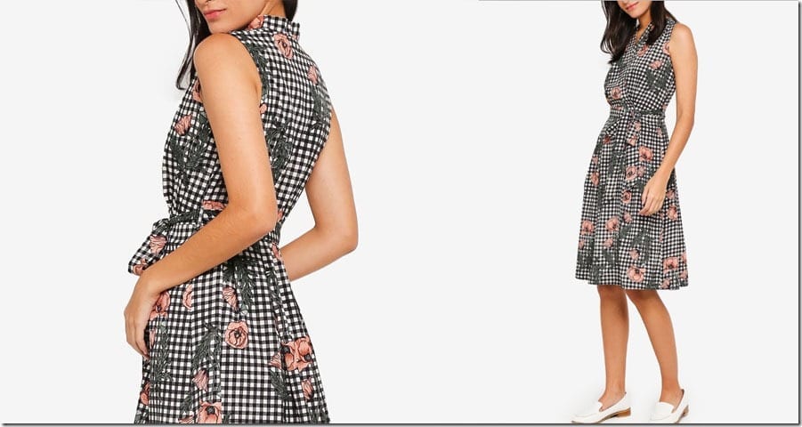 floral-gingham-midi-wrap-dress