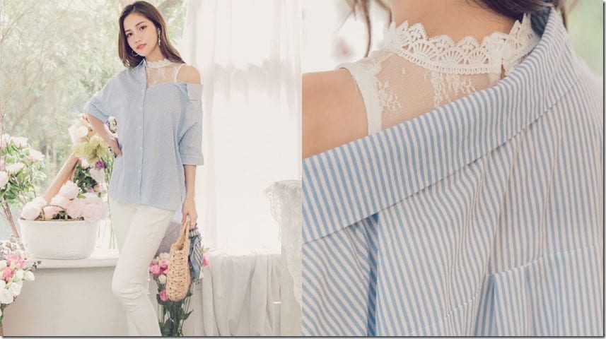 lace-stripe-blue-cold-shoulder-blouse