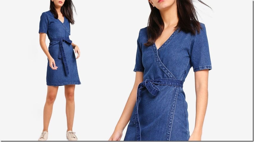 Fashionista Now The Denim Wrap Dress Style For A Casual Chic Ootd 9978