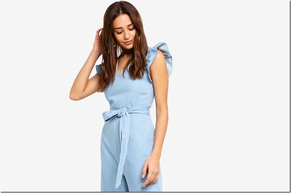 The Denim Jumpsuit Style With Charming Ruffle Sleeves