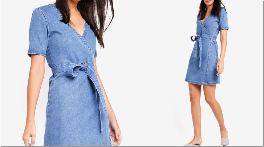Fashionista NOW: The Denim Wrap Dress Style For A Casual Chic OOTD