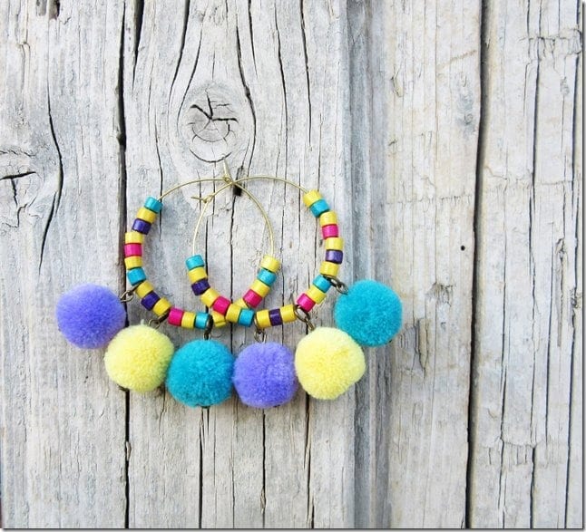 Pom pom hot sale hoop earrings