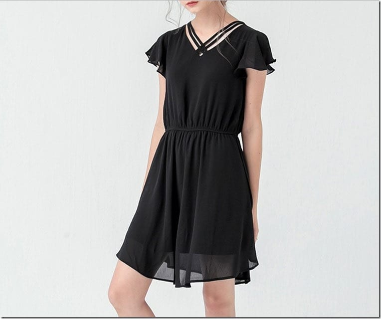 black-flutter-sleeve-dress