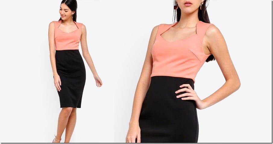 colorblock-sweetheart-neck-bodycon-dress