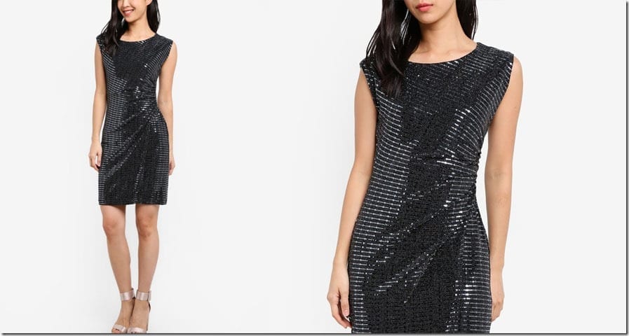 ruched-waist-silver-sequin-dress