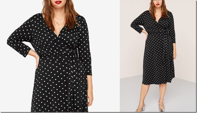 three-quarter-sleeve-dot-wrap-dress