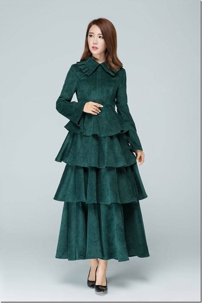 green-tiered-corduroy-dress