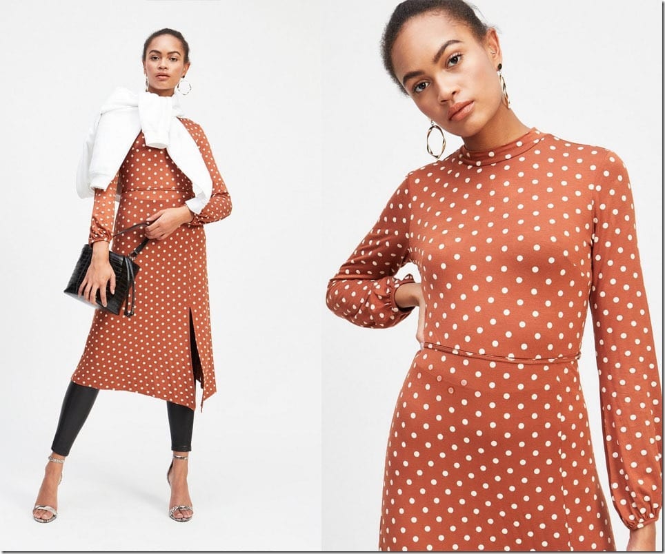 rust-polka-dot-hanky-hem-midi-dress