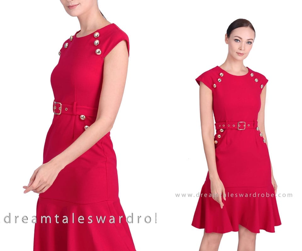 Belted Ruffle Midi Dress