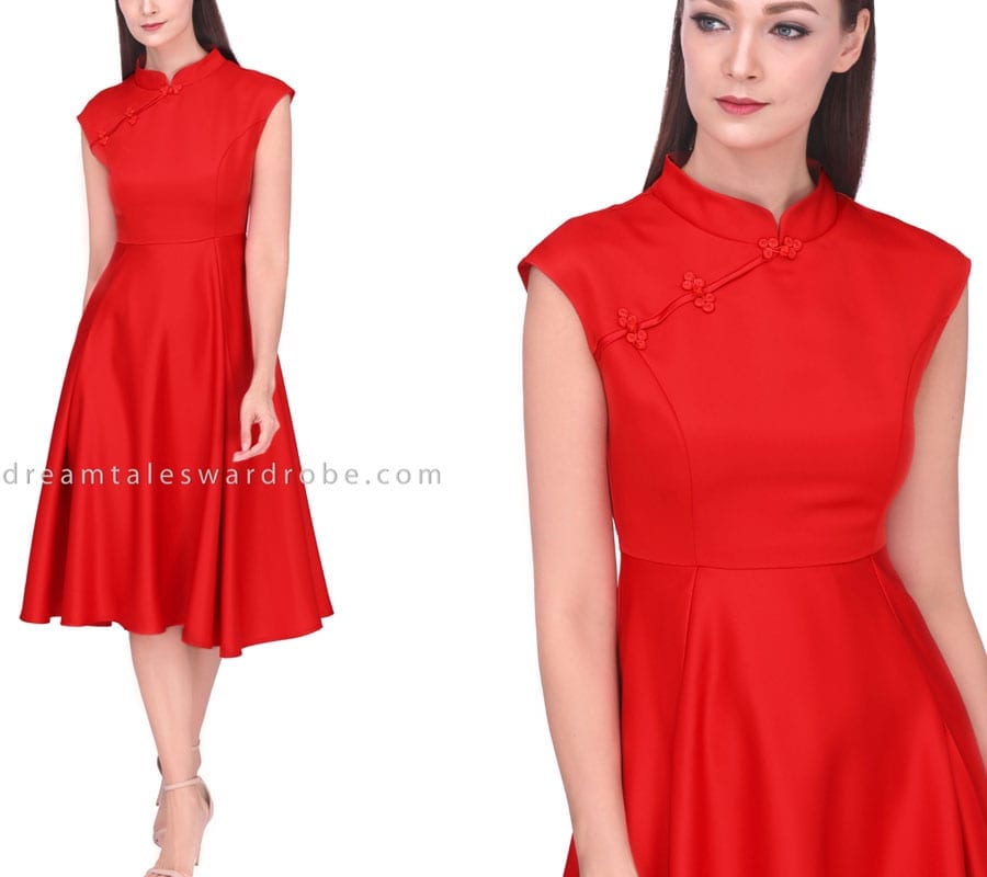 Midi Fit & Flare Cheongsam Dress