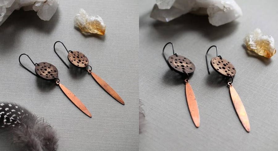Coconut Circle Copper Drop Earrings