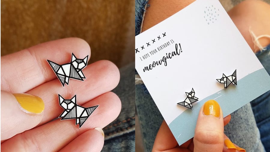 Cat Lover Geometric Earrings