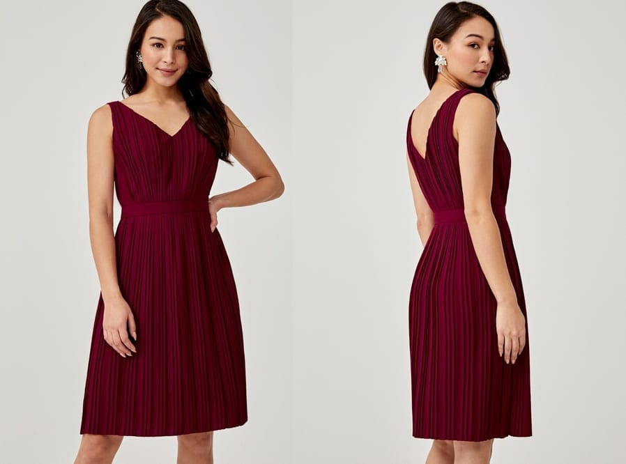 Pleated Red Dress