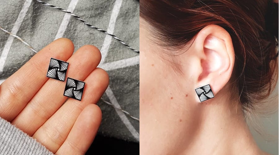 Square Geometric Stud Earrings