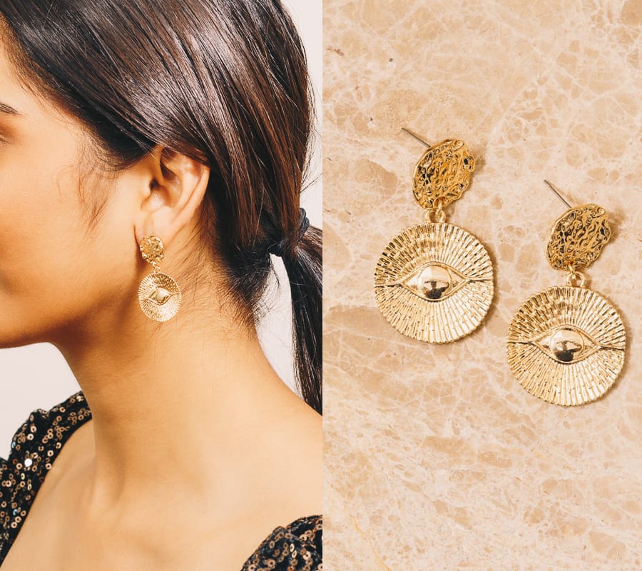 Gold Medallion Earrings