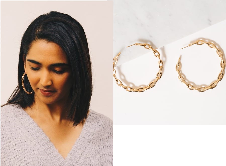 Statement Gold Chain Hoop Earrings