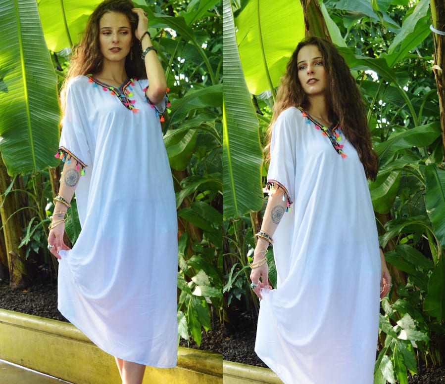 Kaftan Dress With Tassels