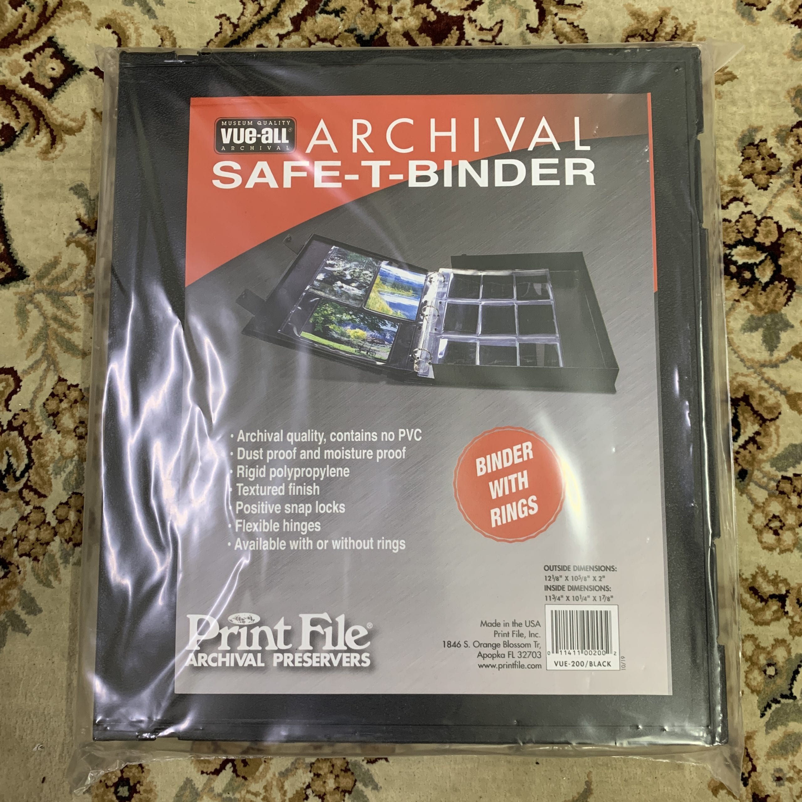 Archival Safe-T Binder (with Rings, Black)