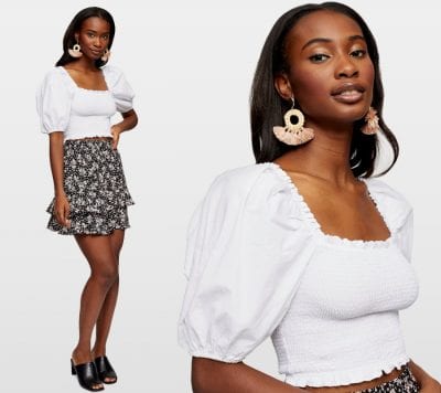 White Square Neck Crop Top
