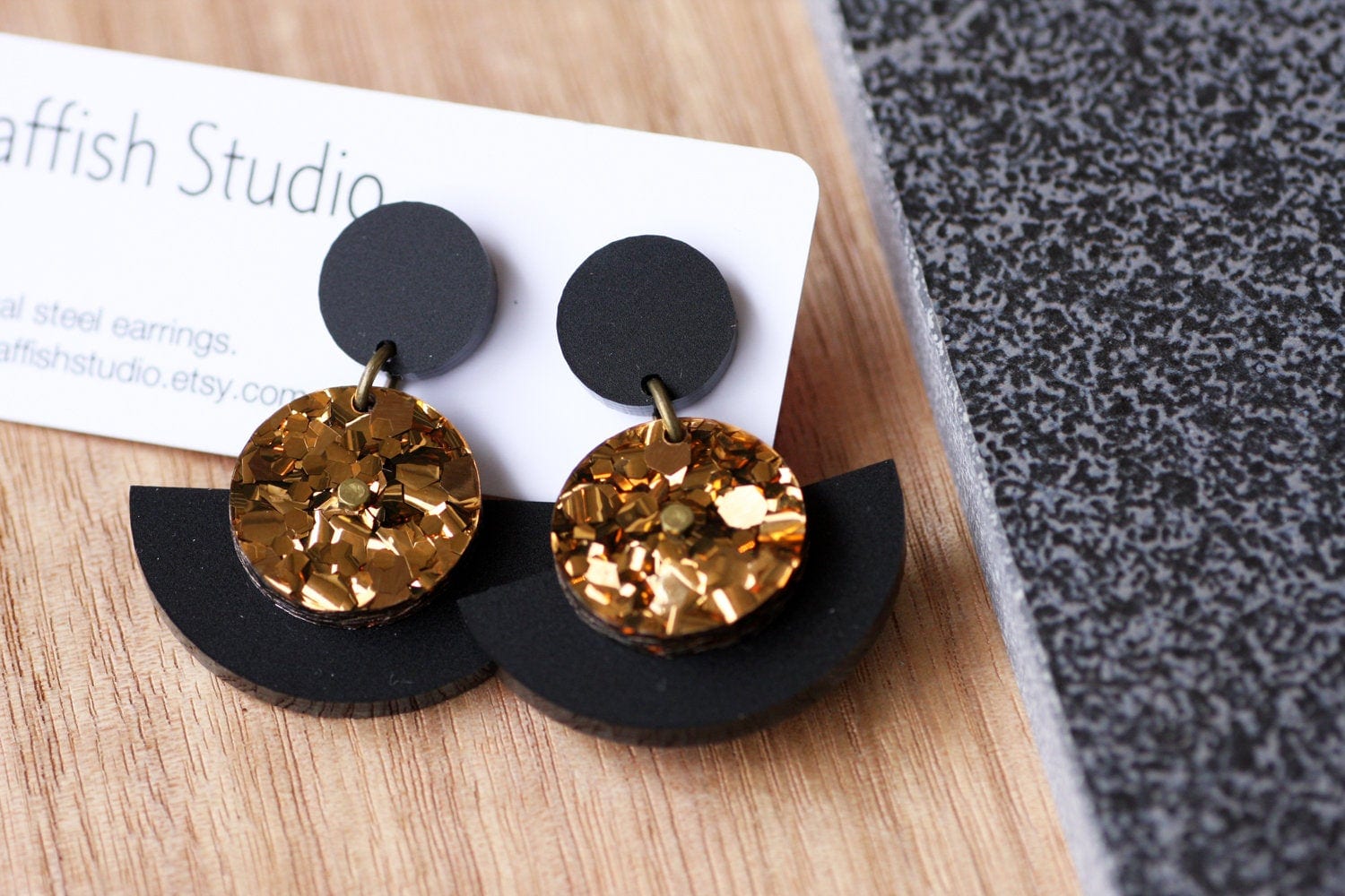 Statement Acrylic Earrings With Glitter