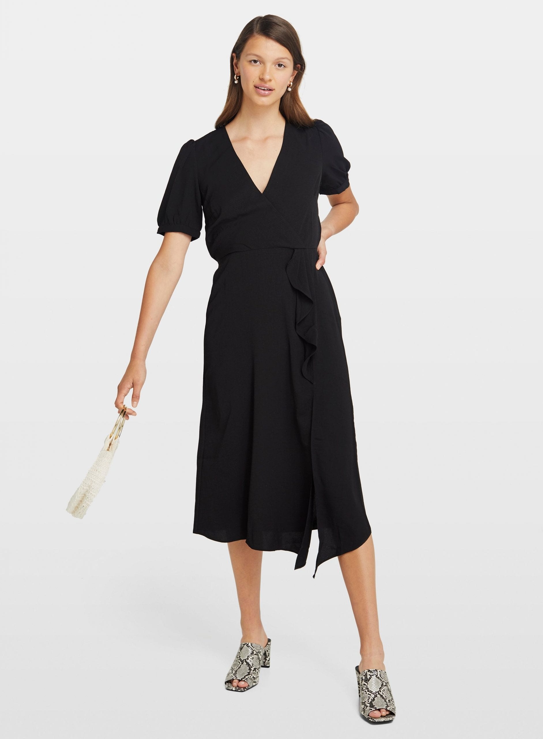 Black Frill Midi Dress