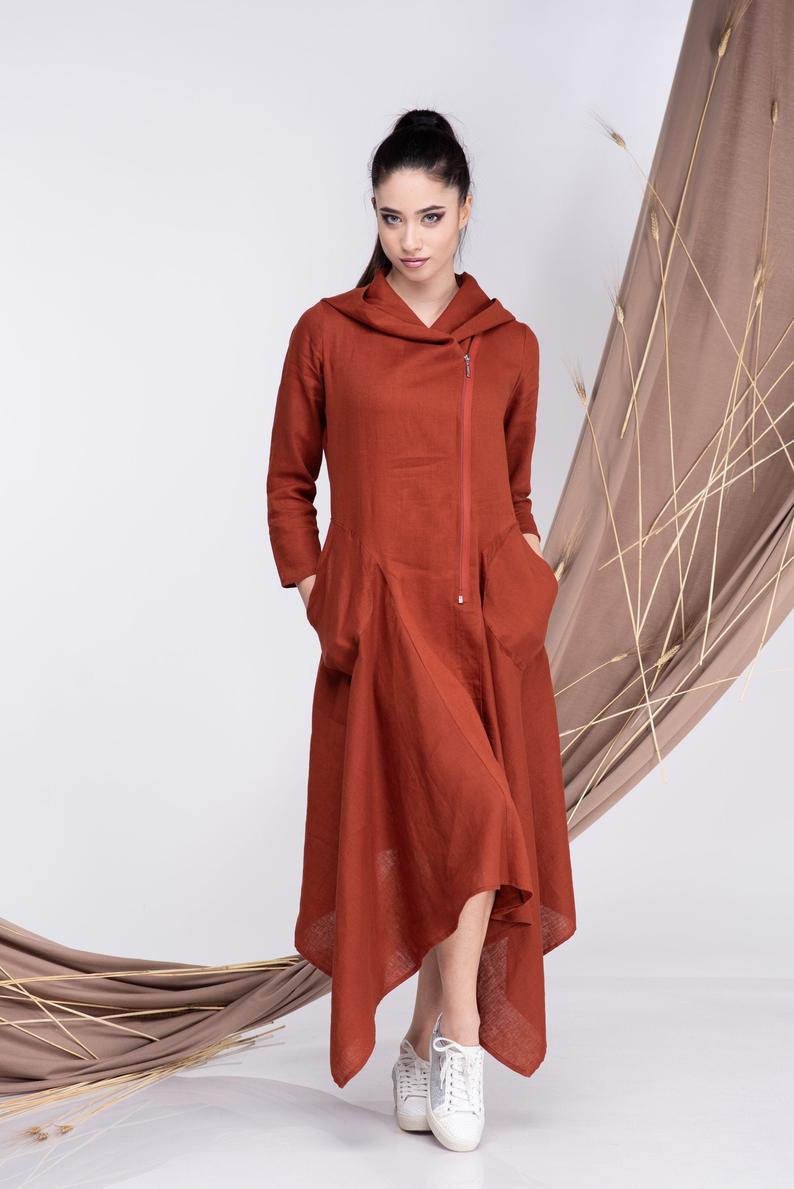 Lounge Dress Style ~ Linen Hooded Dress