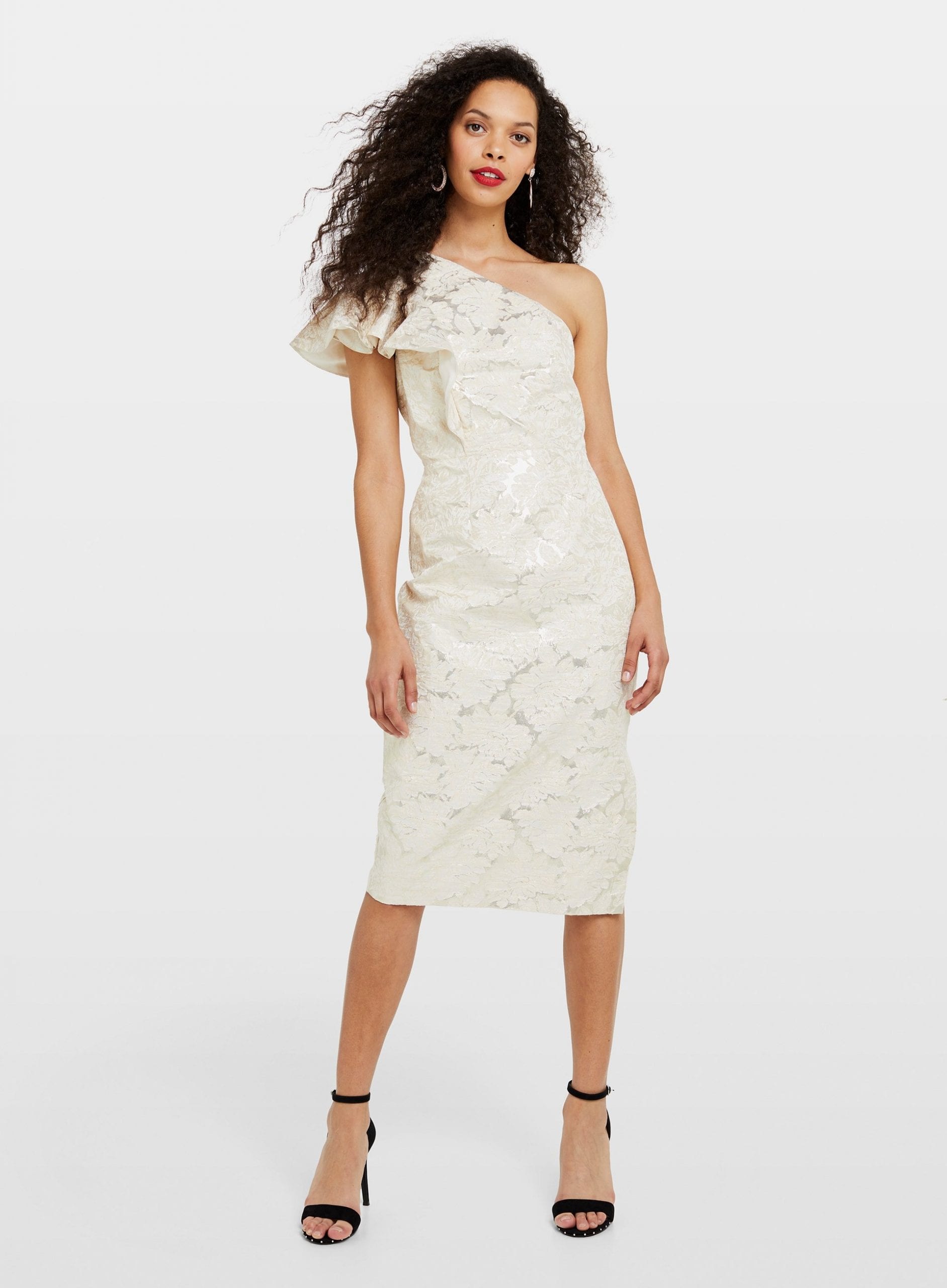 White Jacquard Midi Dress