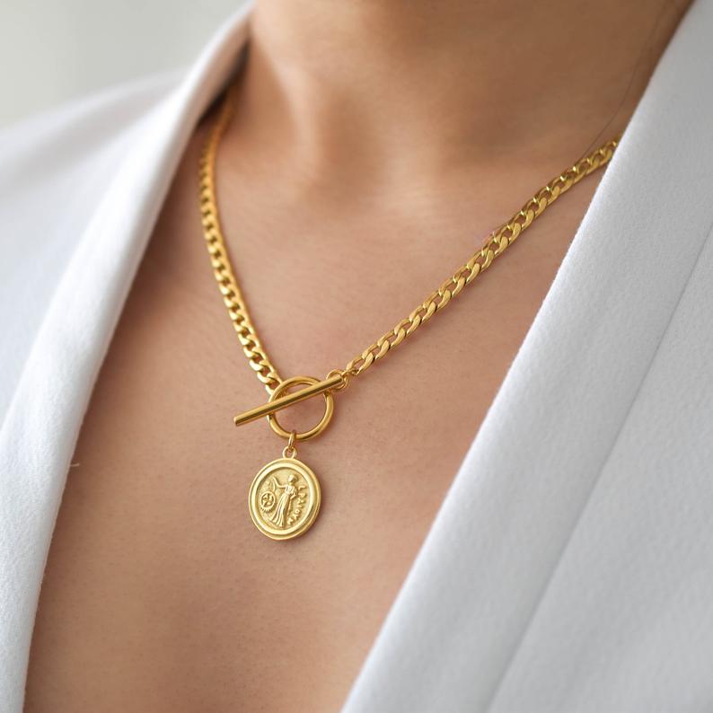 Gold coin style necklace sale