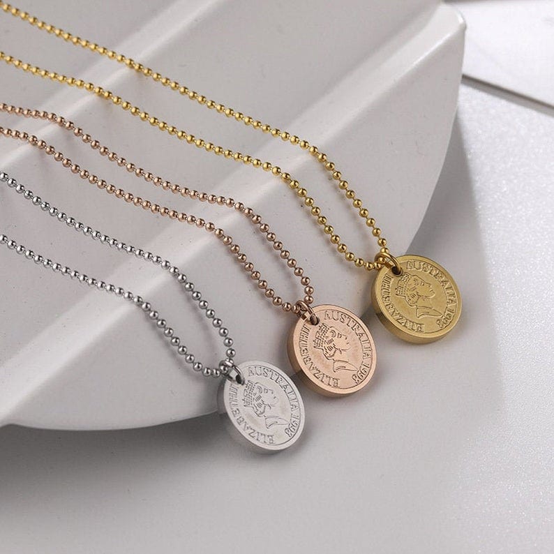 Engraved gold hot sale coin necklace