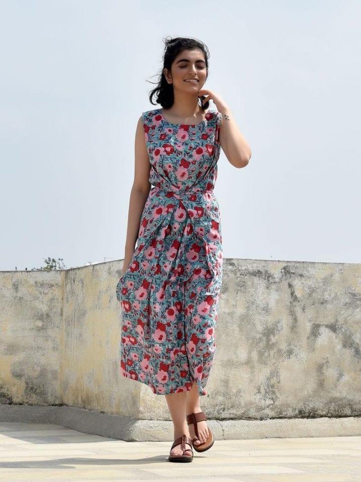 Block-Printed Cotton Pants from India - Summer Elegance