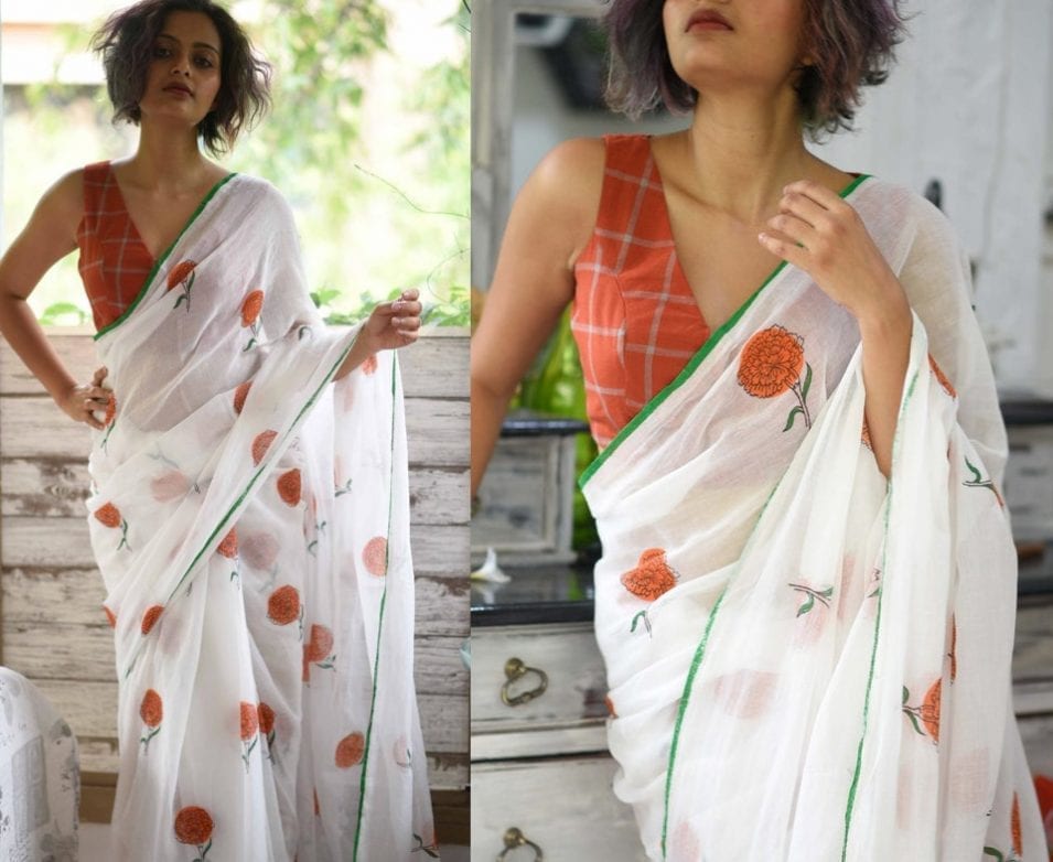 HARVEST HANDBLOCK PRINT MUL COTTON SAREE