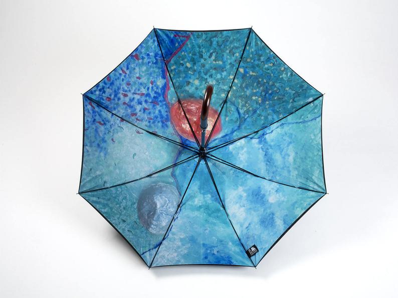 Sky Blue Artistic Strong Compact Umbrella