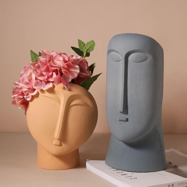 Minimalist Abstract Face Ceramic Vases