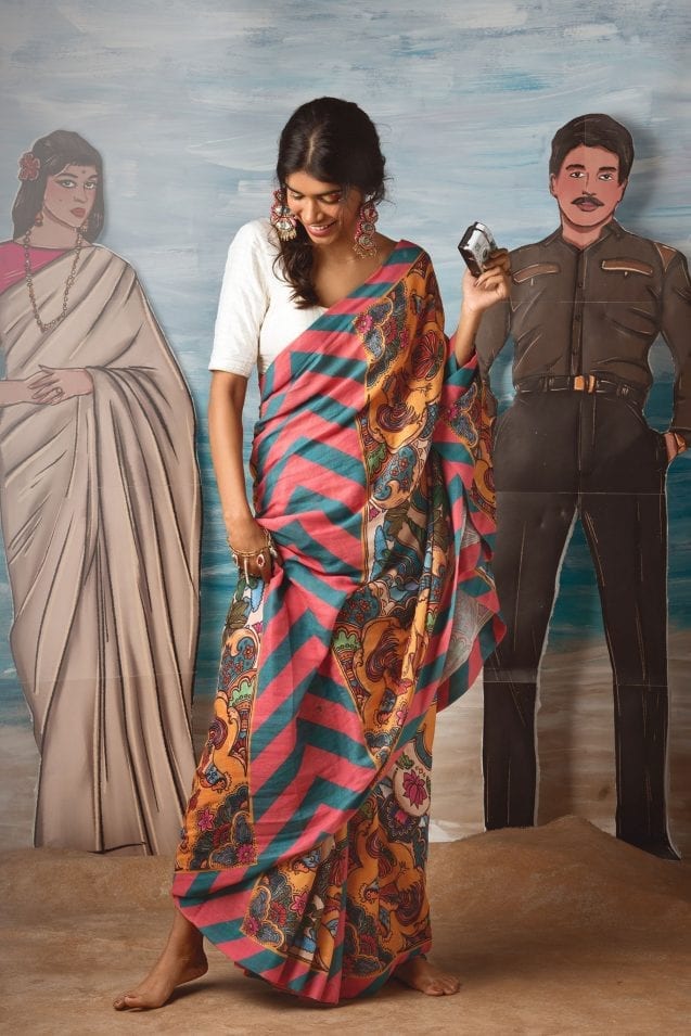 Artistic Muslin Sarees Inspired By Indian Truck Art