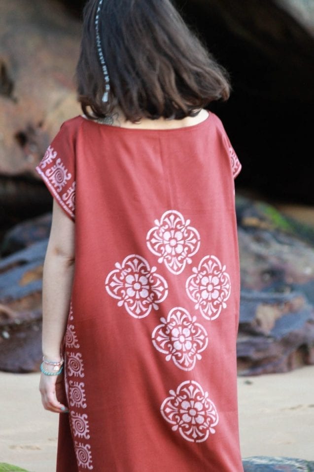Eco-friendly block print kimono dress // AnakizOrganic