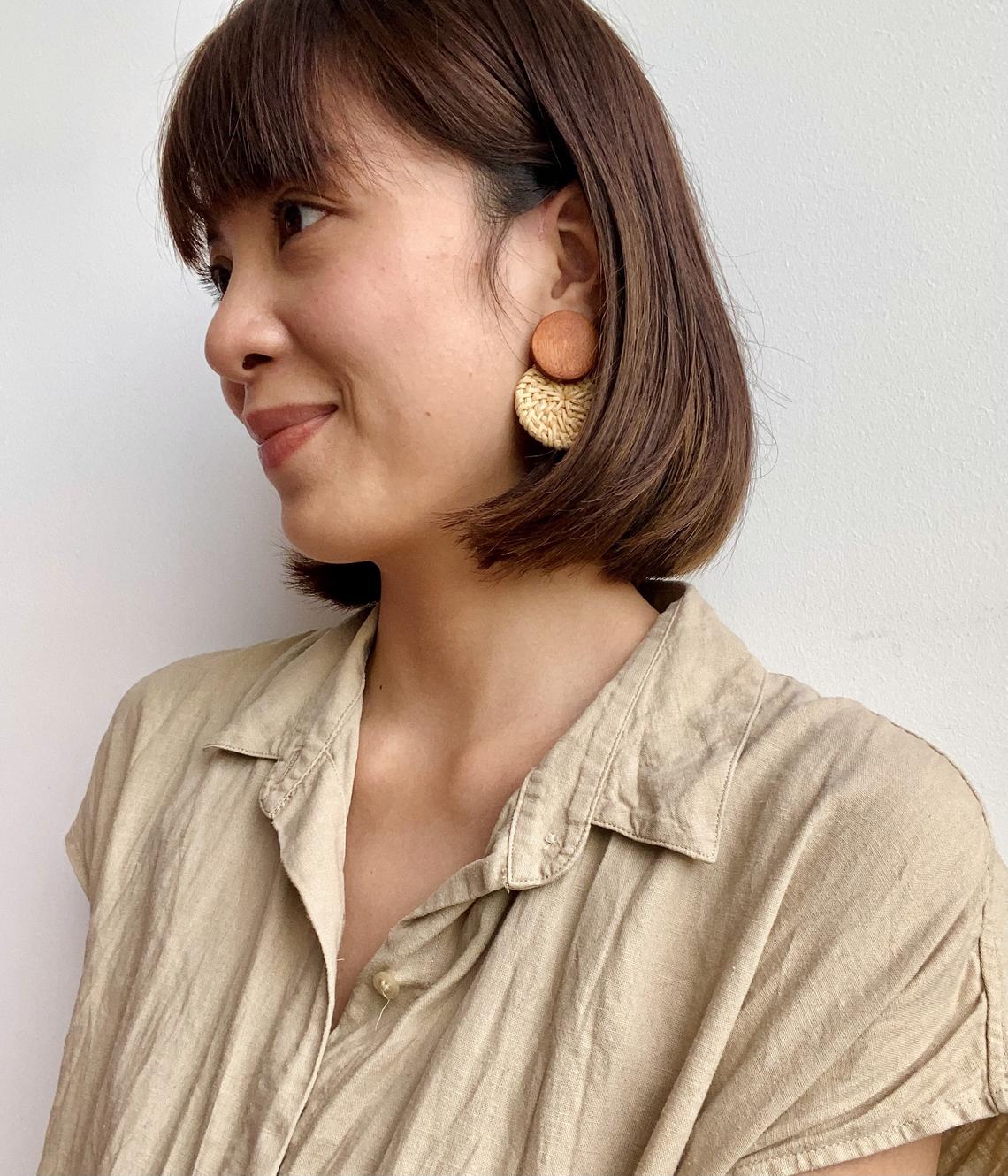 Handmade Raffia Rattan Bohemian Round Drop Dangle Earrings