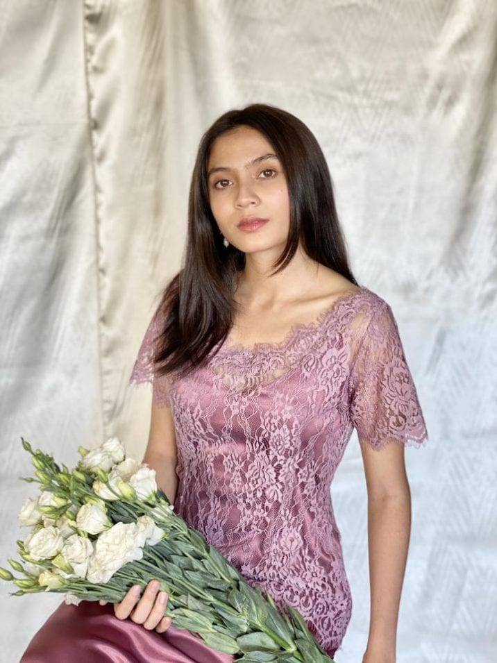 lilac lace kebaya top