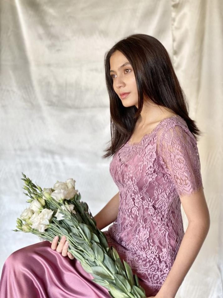 lilac lace kebaya top