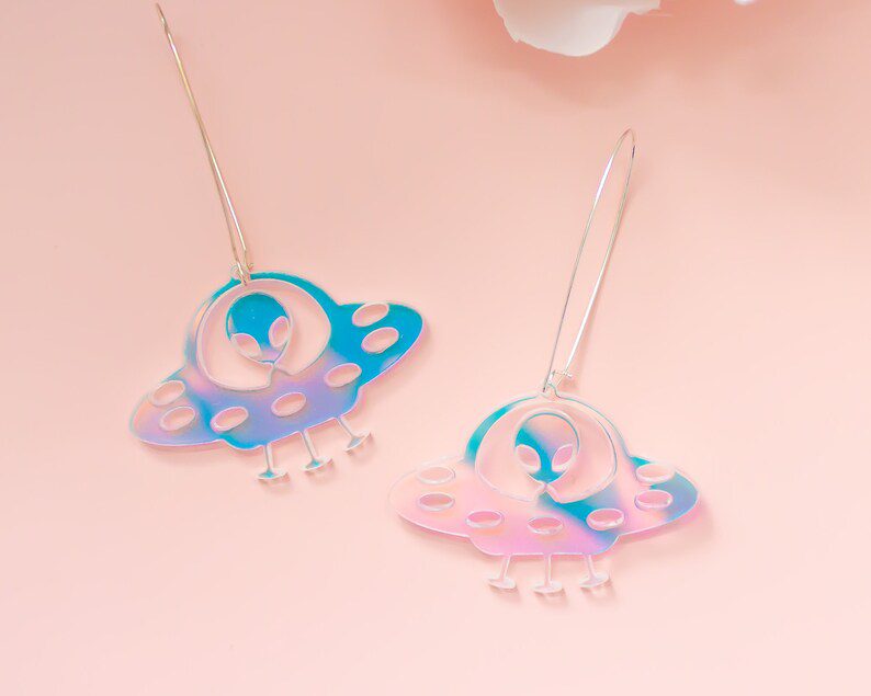 extratrrestrial UFO holographic earrings