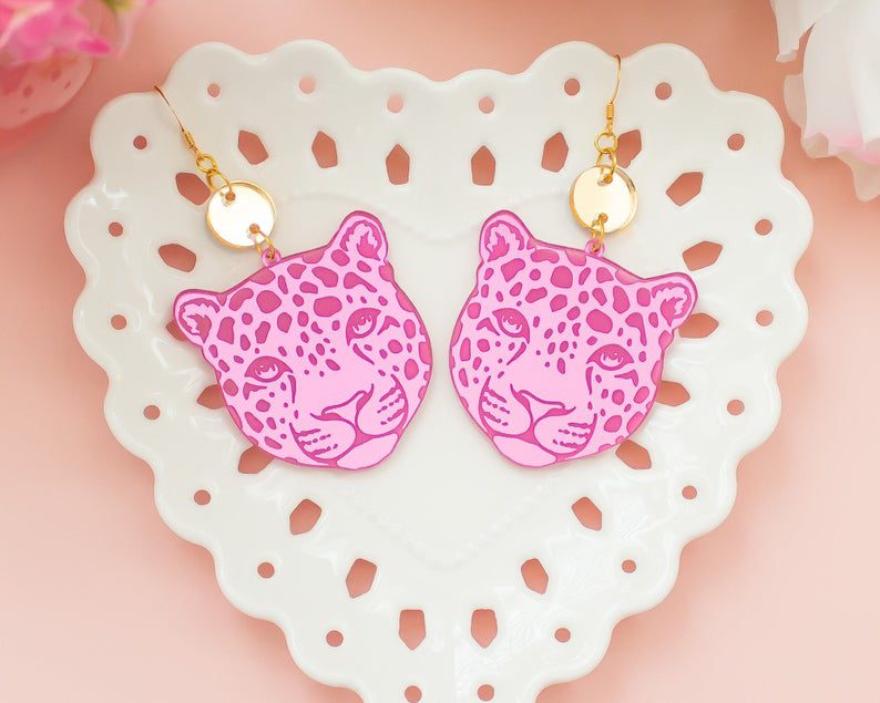 statement leopard acrylic earrings