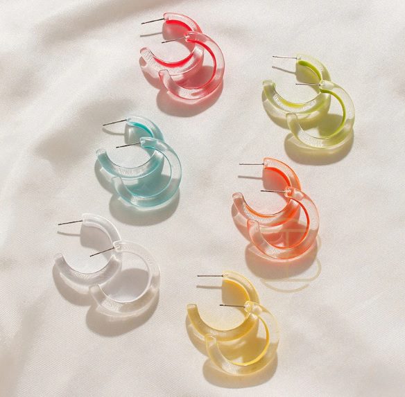 colored clear hoop earrings // EllabelaBoutique