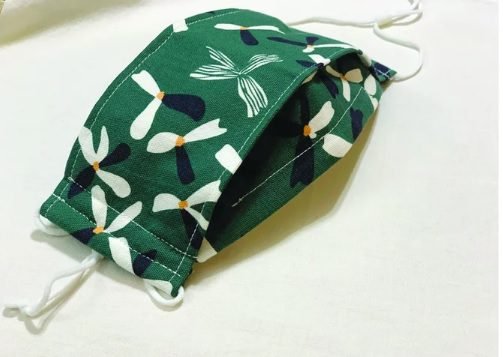 cozy green floral origami 3D mask
