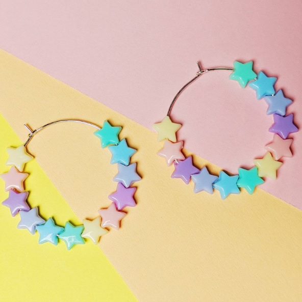 pastel rainbow hoop earrings // GeekCultureKingdom