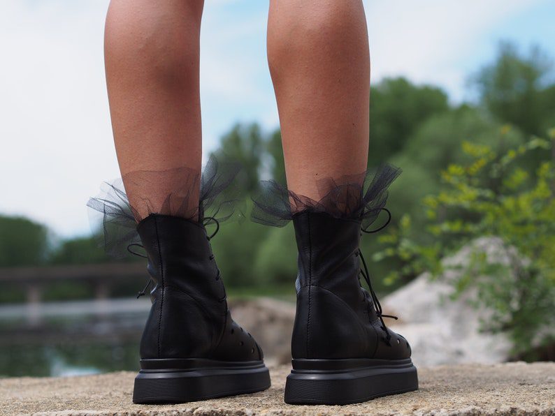 ruffle lace up cut-out summer boots