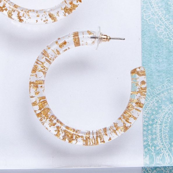 transparent hoop with gold specks earrings // BrooklynTag