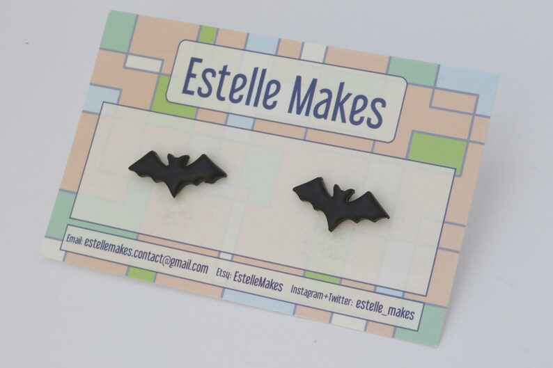 bat stud halloween earrings // EstelleMakes
