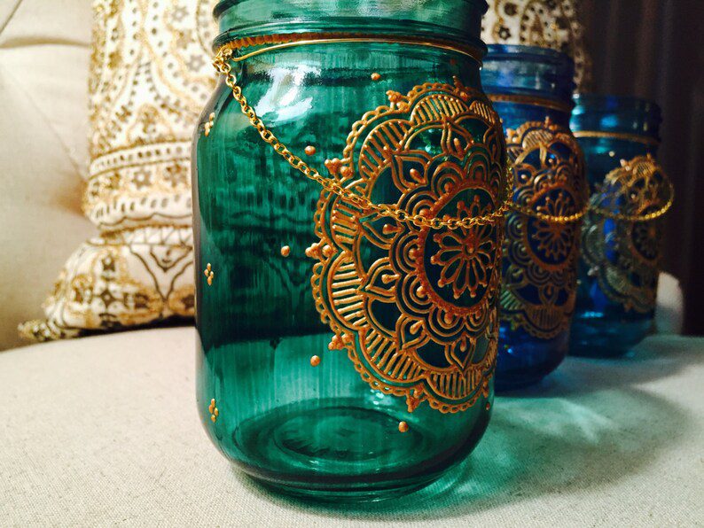 henna art lantern mason jar // HartsHennaArtistry