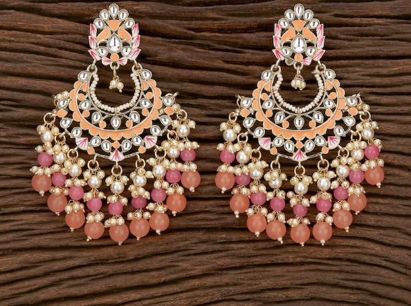 peach beaded indian earrings // TheRivaaz