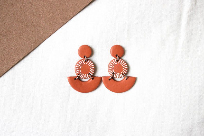 terracotta boho dangle earrings // OrekinoBoutique